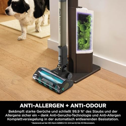 Shark PowerDetect Clean & Empty Akku-Staubsauger IP3253EUT | Absaugstation, 70 Min Laufzeit, selbstentleerend, LED, Gold