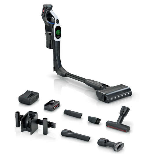 Bosch Unlimited 10 Akku-Staubsauger BTS1042WAC | Kabellos, MicroClean, HEPA, TFT-Display, 2×4Ah Akku, LED, Weiß