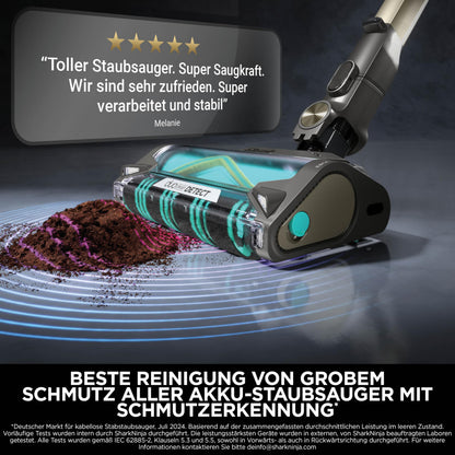 Shark PowerDetect Clean & Empty Akku-Staubsauger IP3253EUT | Absaugstation, 70 Min Laufzeit, selbstentleerend, LED, Gold