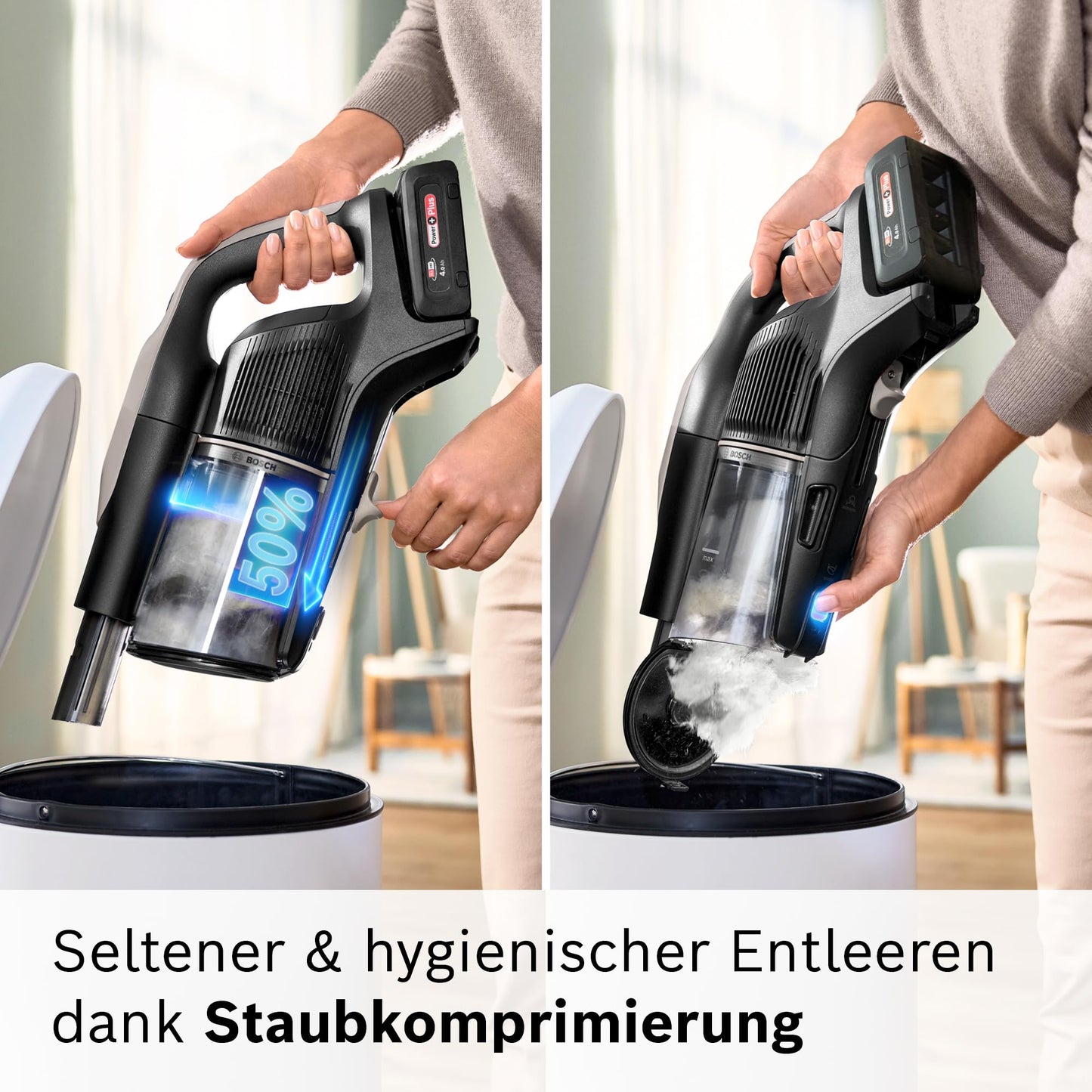 Bosch Unlimited 10 Akku-Staubsauger BTS1042GQC | Kabellos, HEPA, TFT-Display, 2×4Ah Akku, LED, Schnellladegerät, Grau