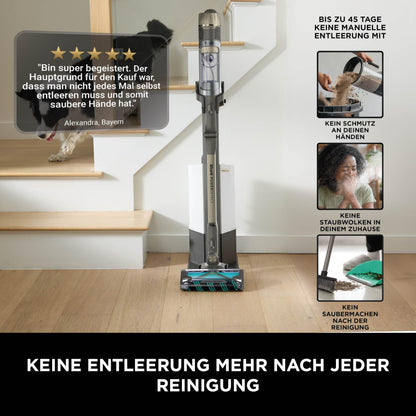 Shark PowerDetect Clean & Empty Akku-Staubsauger IP3253EUT | Absaugstation, 70 Min Laufzeit, selbstentleerend, LED, Gold