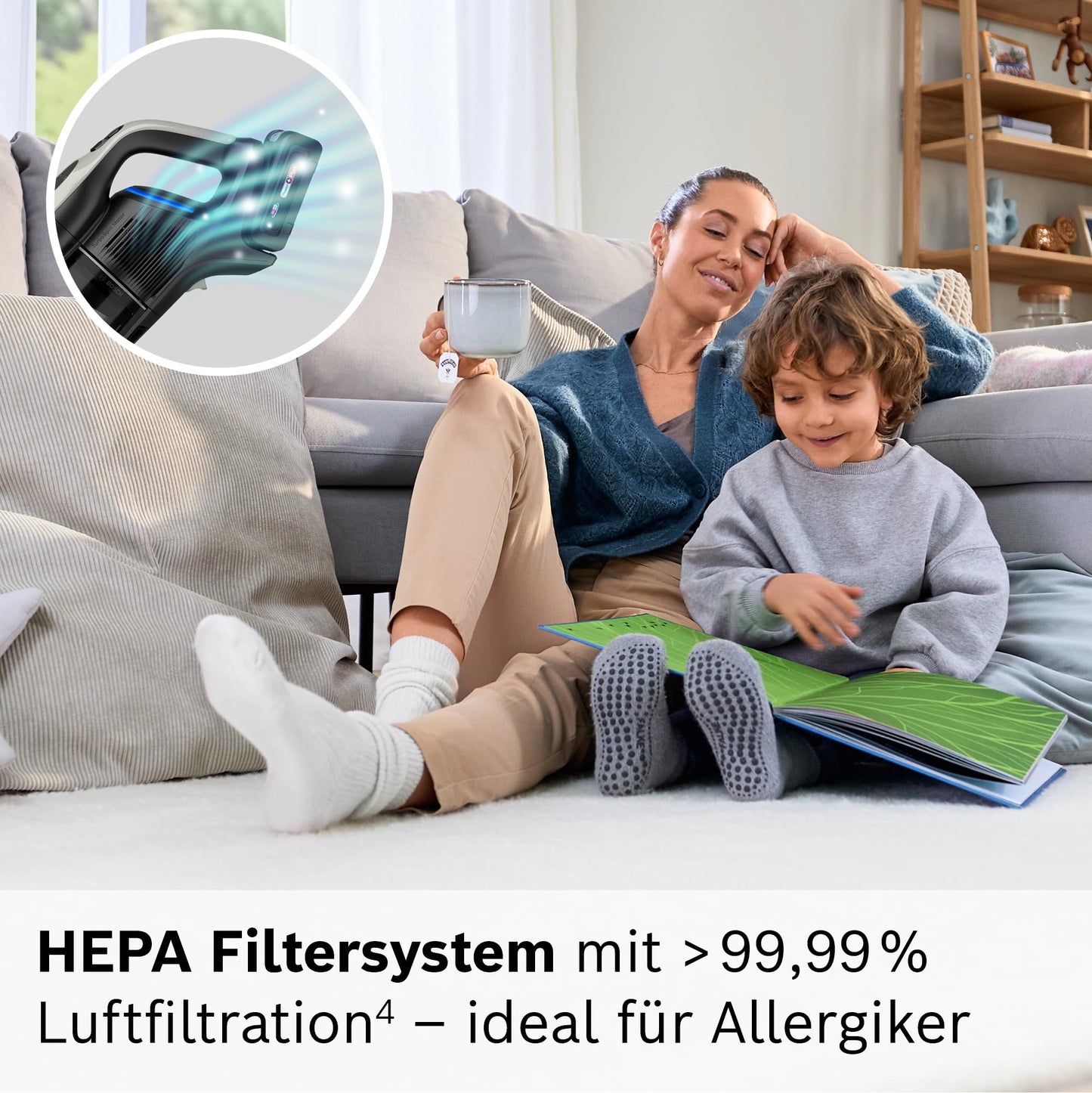Bosch Unlimited 10 Akku-Staubsauger BTS1042GQC | Kabellos, HEPA, TFT-Display, 2×4Ah Akku, LED, Schnellladegerät, Grau