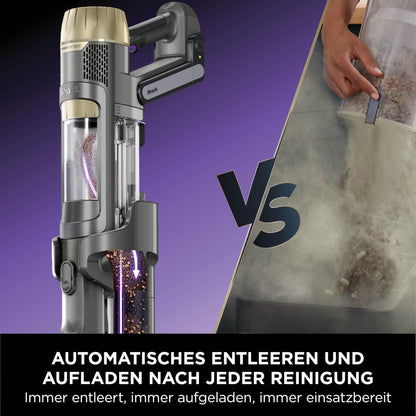 Shark PowerDetect Clean & Empty Akku-Staubsauger IP3253EUT | Absaugstation, 70 Min Laufzeit, selbstentleerend, LED, Gold