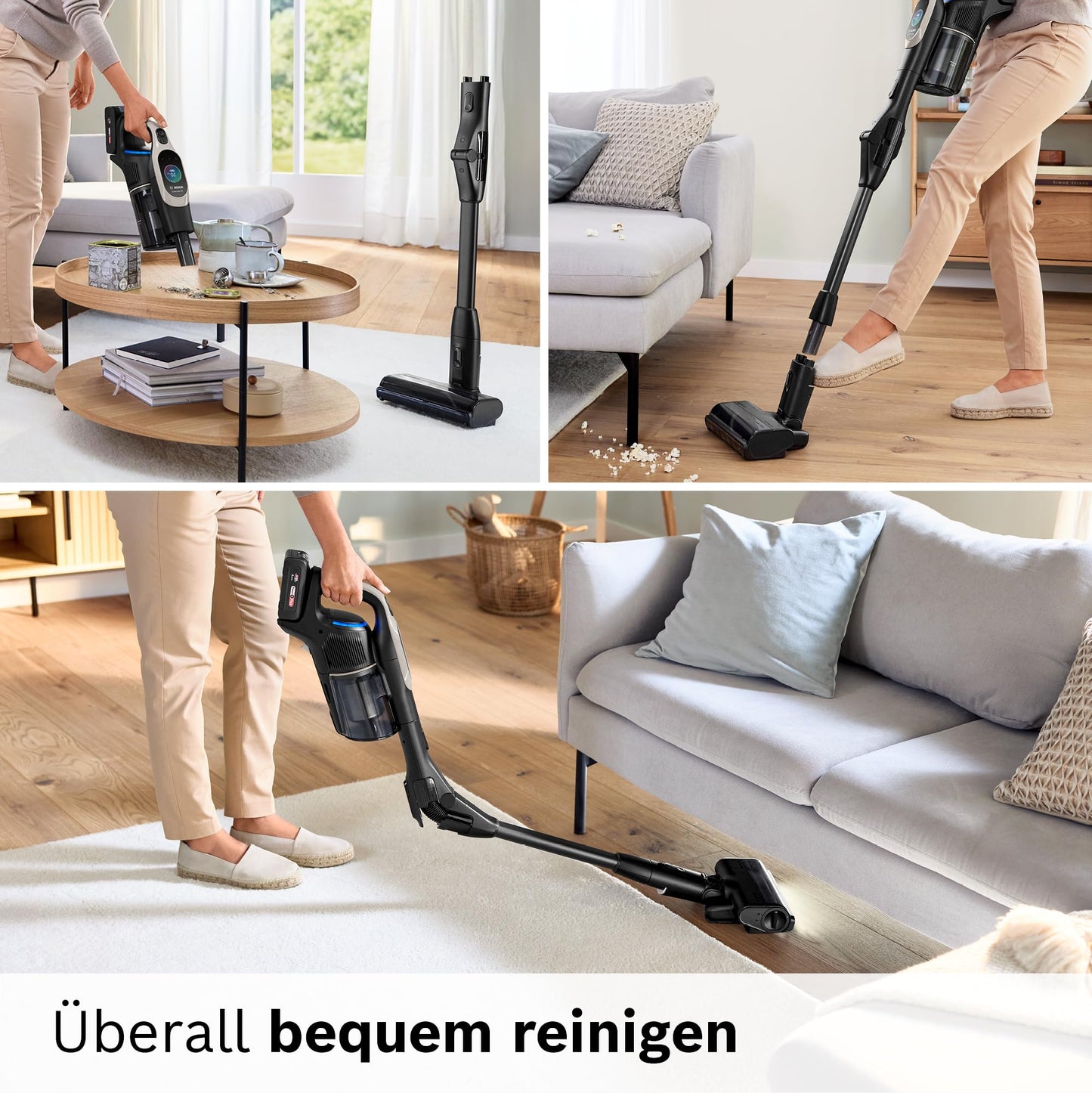 Bosch Unlimited 10 Akku-Staubsauger BTS1042GQC | Kabellos, HEPA, TFT-Display, 2×4Ah Akku, LED, Schnellladegerät, Grau